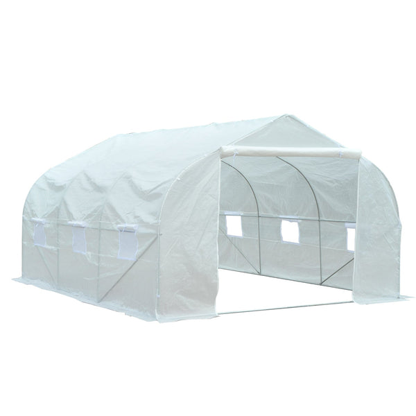 acquista Serra a Tunnel per Esterni con 6 Finestre a Rete 3,5x3 m in Metallo e Plastica PE Bianca