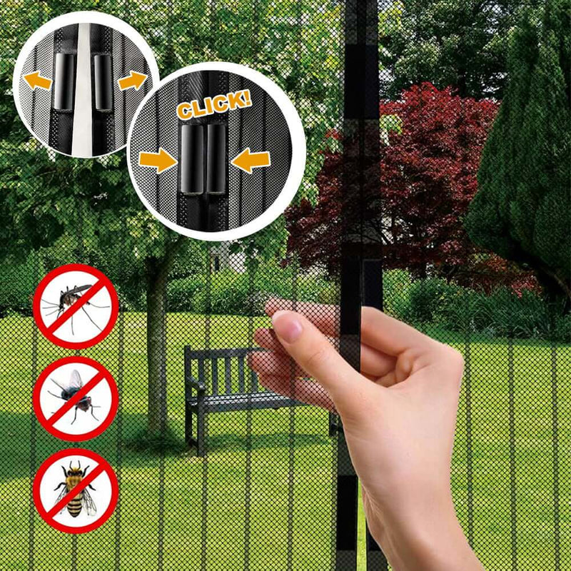 Tenda Zanzariera Magnetica 18 Magneti 120x250 cm per Porte e Finestre Nera