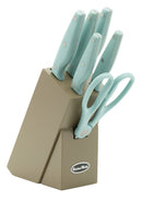 Ceppo in Legno 5 Coltelli 1 Forbice Collection Azzurro