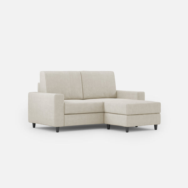 sconto Divano 2 Posti con Pouf 168x145x85 cm Sakar in Tessuto Latte