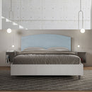 Letto Matrimoniale con Rete e Contenitore Alzata Comoda Struttura Bianco Frassico e Testata in Microfibra Antilia Azzurro Varie Misure