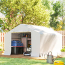 Capanno da Giardino e Tenda Garage 3x3 m Impermeabile con Porta Avvolgibile in Metallo e PE Bianco      