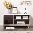 Mobile TV in Legno con Ruote 80x45x39,5 cm Bianco Lucido