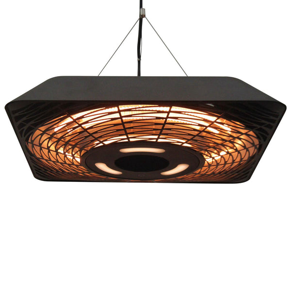 sconto Hängender Halogenofen 45 x 45 x 10 cm 2000 W mit LED-Licht und schwarzer Fernbedienung