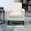 Poltrona Moderna da Camera con Braccioli 66x72x74 cm in Tessuto Crema