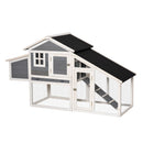 Pollaio Gabbia per Galline da Esterno 176,5x65,5x100 cm con Area Aperta Recitanta Grigio