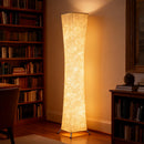 Lampada da Terra Moderna 25x25x129 cm con Interruttore a Pedale in Acciaio e Tessuto Bianco e Argento      