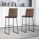 Set 2 Sgabelli da Bar con Poggiapiedi 44x50x109 cm in Pelle PU Marrone Scuro 