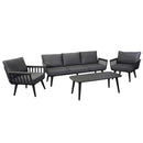 Set Salotto da Giardino Divano 2 Poltrone e Tavolino in Alluminio Medford Antracite