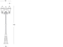 Lampada Palo Alto Tre Luci per Giardino Colore Nero da Esterno Linea Quadrata Sovil