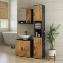 Mobile Sottolavabo da Bagno 60x30x60 cm per Piedistallo con Armadietto 2 Ante in MDF e Bambù Rovere      