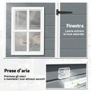 Casetta Box per Attrezzi 303x183x184 cm a 2 Ingressi con Finestre e Prese d'Aria in PP e Alluminio Grigio      