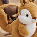 Dondolo per Bambini 1-3 Anni 60x37x58 cm a Scoiattolo con Suoni e Cintura di Sicurezza in Peluche Marrone      