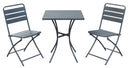 Set Tavolino e 2 Sedie Pieghevoli da Giardino in Acciaio Antracite