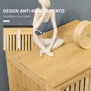 Mobile Bagno Stretto 40x30x140 cm Salvaspazio con 4 Ripiani e Porta a Doghe in Bambù Naturale      