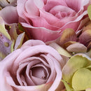 Set 3 Bouquet Artificiali Composto da 11 Fiori di Rose e Ortensie Altezza 20 cm Rosa