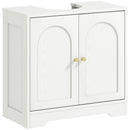 Mobile Sotto Lavabo Bagno 60x30x65 cm a 2 Ante con Ripiano Regolabile su 3 Livelli in Legno Bianco      