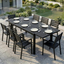 Tavolo da Giardino Allungabile 225x85x75 cm per 6-8 persone in Alluminio con Piano a Doghe Nero      