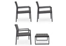 Set Tavolo e 3 Sedie da Giardino in Alluminio Antracite Antracite