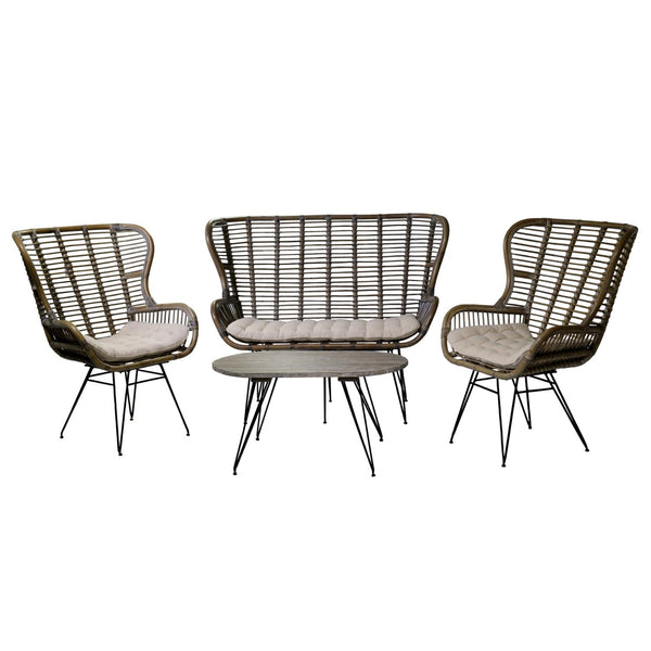Garden Lounge Set 2 Sessel Couchtisch Sofa aus Adami Colorado Grey Rattan prezzo