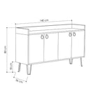 Madia 4 Ante 140x36x80 cm in MDF Dea Bianco