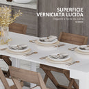 Tavolo Allungabile 45-300x90x75,5 cm Max 6 Persone in Metallo e MDF Bianco