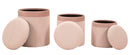 Puff con Contenitore Cortina Rosa Set 3 Pz Ø40,5x49,5 cm - Ø35x42 cm - Ø31x38 cm in MDF e Spugna e Poliestere Rosa      