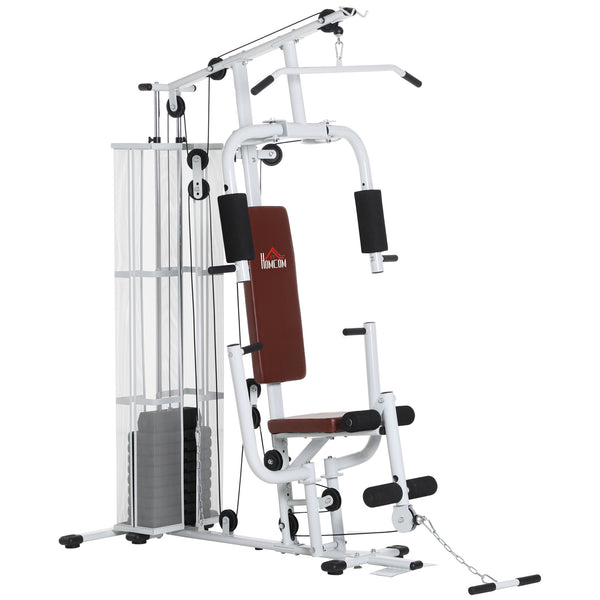 Stazione Fitness Multifunzione 150x110x210 cm in Acciaio e PU Bianco acquista
