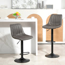 Set 2 Sgabelli da Bar Moderni 43x46,5x89-110A cm con Schienale e Poggiapiedi in Microfibra Grigio      