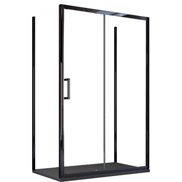 Box Doccia 3 Lati 1 anta Scorrevoli con Profili Neri in Cristallo trasparente 6mm H195 Bonussi Sole Varie Misure prezzo