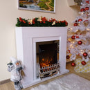 Camino Elettrico da Pavimento 85x95x30 cm Effetto Fiamma 2000W Arthur & Galileo Silver Bianco