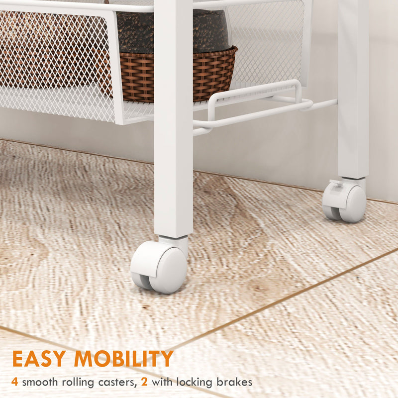 Carrello da Cucina 3 Livelli 58x18,5x87 cm in Truciolato e Acciaio Bianco