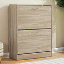 Scarpiera 2 Ante Ripiani Doppia Profondità in Melanina 60x24x83cm Colore Beige