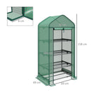 Serra per Piante a 4 Ripiani con Porta Avvolgibile 69x49x158 cm in Metallo e PE Verde Scuro