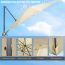 Ombrellone da Giardino Decentrato Ø294x248 cm in Alluminio Acciaio e Poliestere Bianco Crema