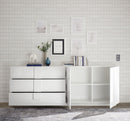 Madia Design Moderno 2 Ante 3 Cassetti Jupiter 241x44x90 cm Bianco laccato lucido