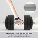 Set Pesi Manubri da 30 kg con 12 Dischi in Acciaio e Sabbia Nero   