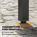 Tavolo da Giardino Allungabile 80-160x80x75 cm con Piano a Doghe in Alluminio e Acciaio Nero      