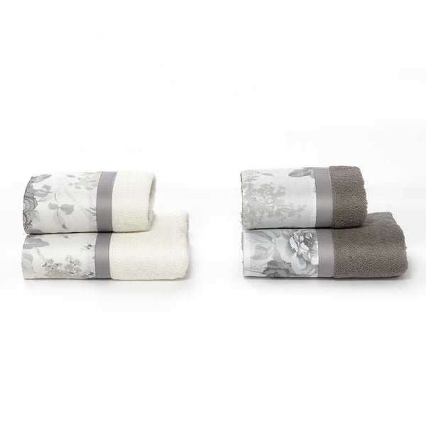prezzo Schwamm-Set, 4-teilig, Gesicht + Gästetücher mit Garrini Lauren Grey bedruckten Rüschen