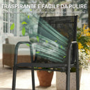Set 6 Sedie Impilabili 51x69x87 cm Traspiranti con Braccioli e Schienale Alto in Metallo e Poliestere Nero      
