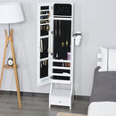Armadio Portagioie a Specchio con Luci LED 37x30x158 cm in MDF  Bianco