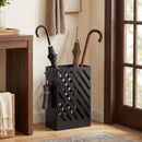 Portaombrelli 28x14x41 cm con 4 Ganci e Vaschetta Raccogligocce Estraibile in Acciaio Zincato Nero      