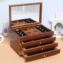 Portagioie con Specchio 30x20x17,5 cm 4 Scomparti in Legno Fumer Diamond Noce
