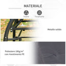 Dondolo Letto 3 Posti 195x117x174 cm in Metallo e Poliestere Grigio