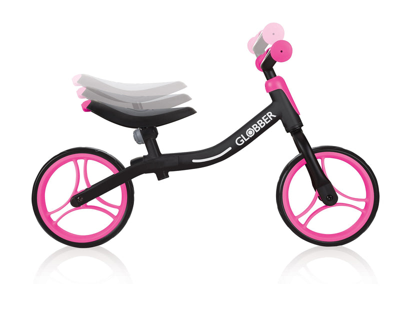 Bicicletta Pedagogica per Bambini 10" Senza Pedali Globber Go Bike Nero e Rosa
