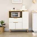 Mobile per Microonde 90x40x98,5 cm in Truciolato Bianco e Legno