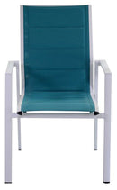 Sedia da Giardino 61x60x98cm in Alluminio Charlotte Bianca e Turchese