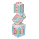 Pacco regalo resina rosa e azzurro cm 15x14xh36