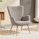 Poltrona per Salotto Moderna 71x74x97,5 cm con Schienale Alto in Tessuto Sherpa Grigio  