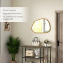 Specchio da Parete Moderno con Bordi Irregolari per Camera e Ingresso 80x60 cm Cornice in Legno 